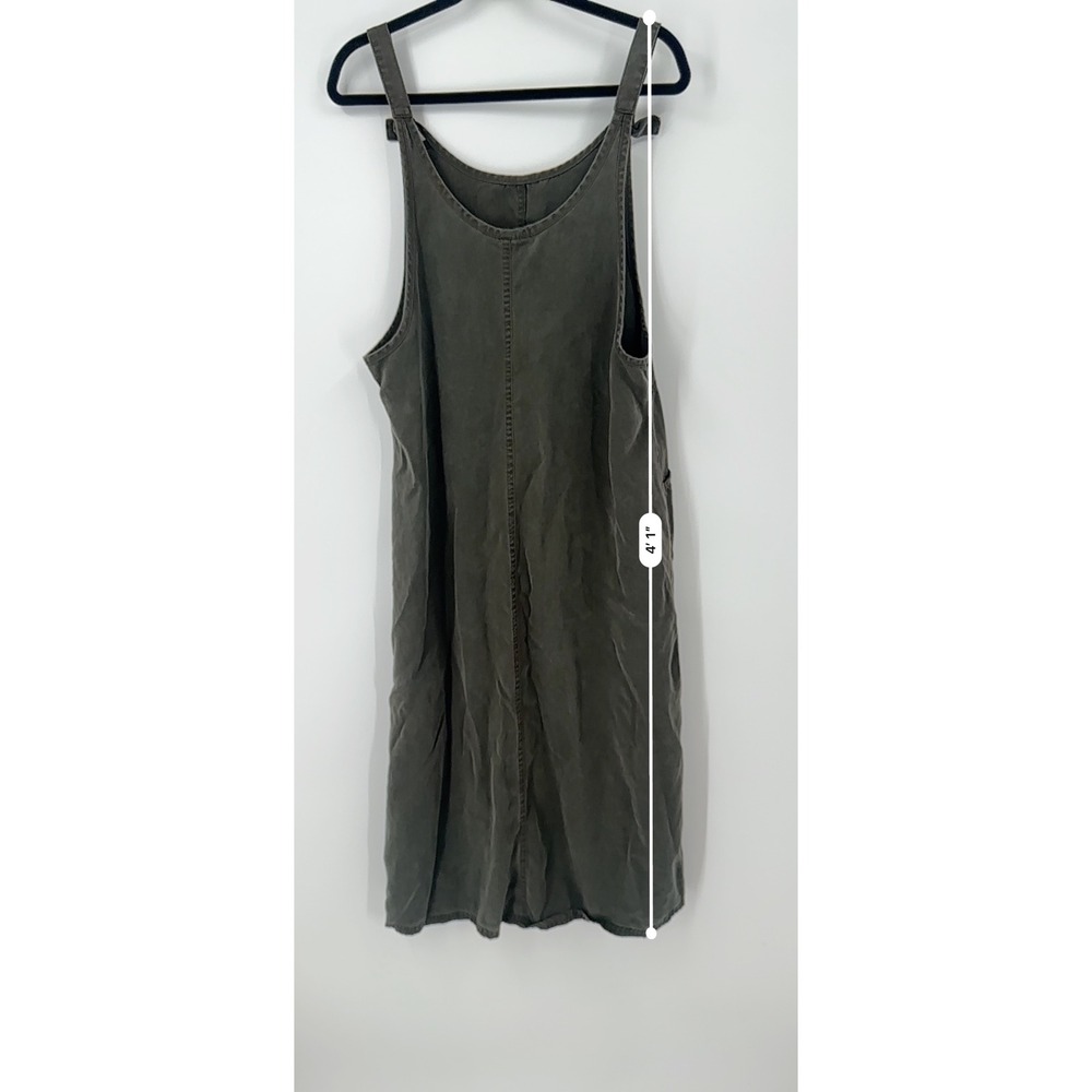 Valerie Stevens Midi‎ Dress PL Lagan look Charcoal Gray Pinafore Bib Pockets - Picture 8 of 9